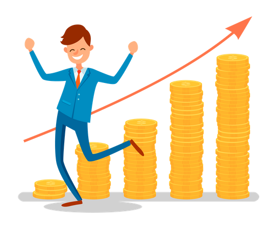 Empresário obtendo lucro em dinheiro  Ilustração