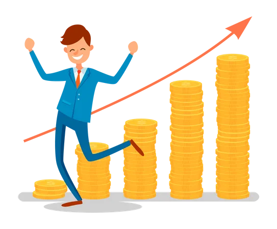 Empresário obtendo lucro em dinheiro  Ilustração