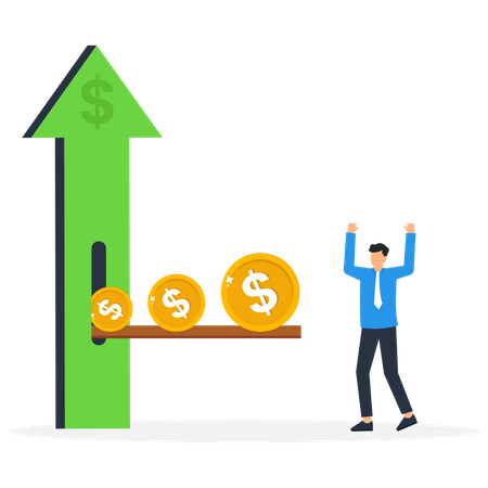 Empresário obtendo lucro financeiro  Ilustração