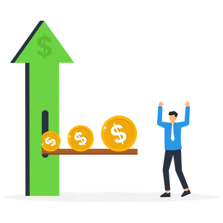 Empresário obtendo lucro financeiro  Ilustração