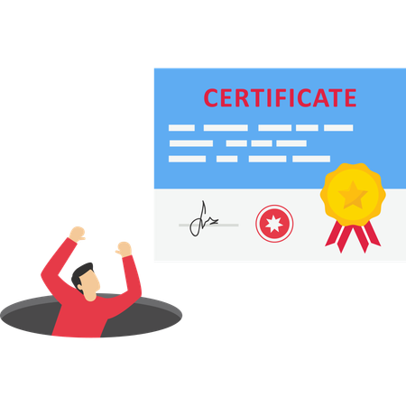 Empresario obteniendo certificado comercial  Ilustración