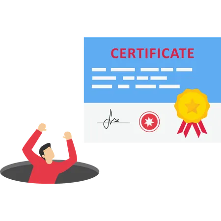 Empresario obteniendo certificado comercial  Ilustración