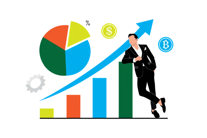 Empresario obteniendo crecimiento financiero  Ilustración