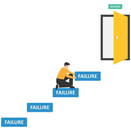 Empresario obteniendo éxito tras fracaso  Ilustración