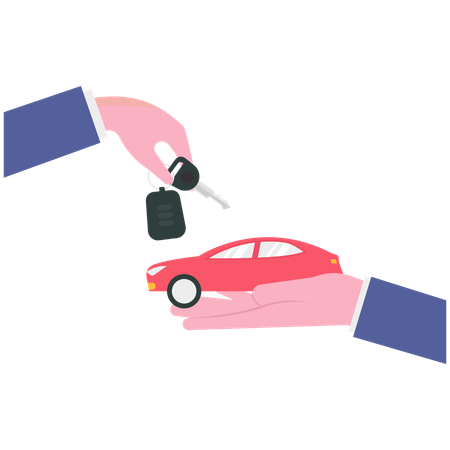 Hombre de negocios recibiendo la aprobación de un préstamo para un automóvil  Ilustración