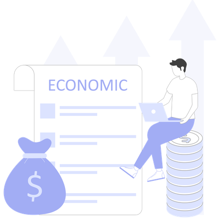 Empresario obteniendo libertad financiera  Ilustración