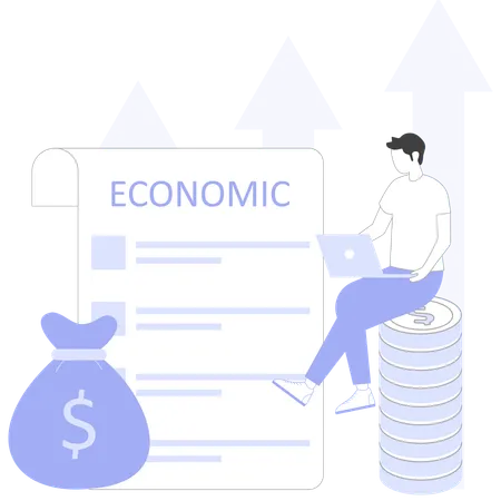 Empresario obteniendo libertad financiera  Ilustración