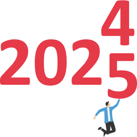 Empresario obteniendo el logro del nuevo año 2025  Ilustración