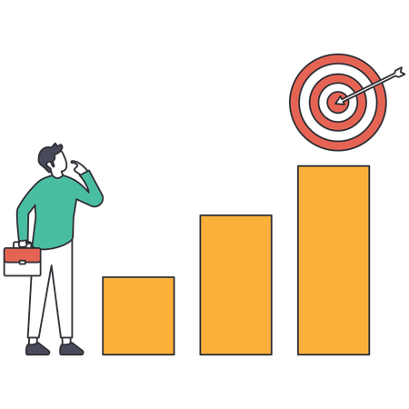 Empresário olhando para metas  Ilustração