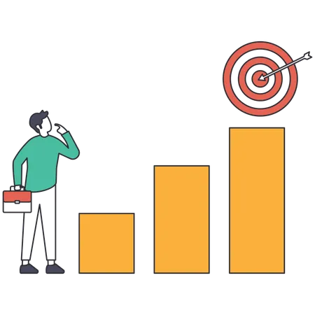 Empresário olhando para metas  Ilustração