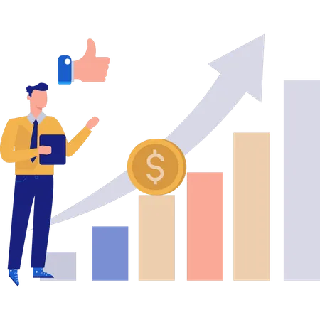 Empresário olhando para o gráfico de crescimento  Ilustração