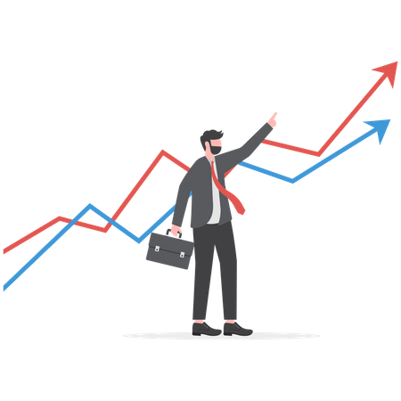 Empresário olhando para o gráfico de crescimento  Ilustração