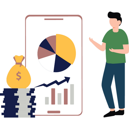 Empresário olhando para o gráfico do dólar  Ilustração