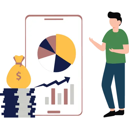 Empresário olhando para o gráfico do dólar  Ilustração