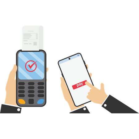 Empresário pagando através do terminal pos  Ilustração