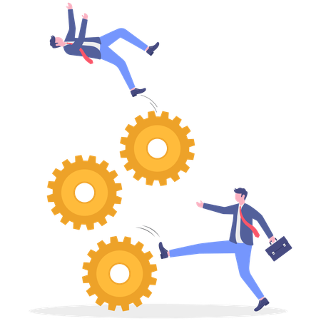 Hombre de negocios pateando equipo mientras realiza múltiples tareas  Ilustración