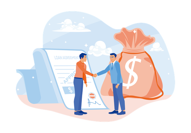 Empresário pede dinheiro emprestado ao banco  Illustration