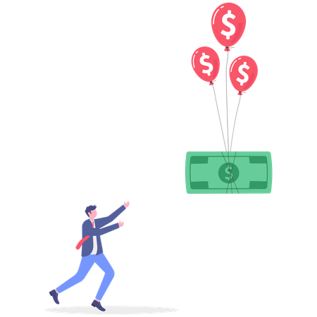 Empresário pegando dinheiro flutuando  Ilustração