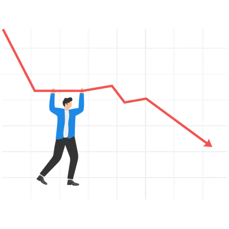 Empresário pendurado na corda  Ilustração