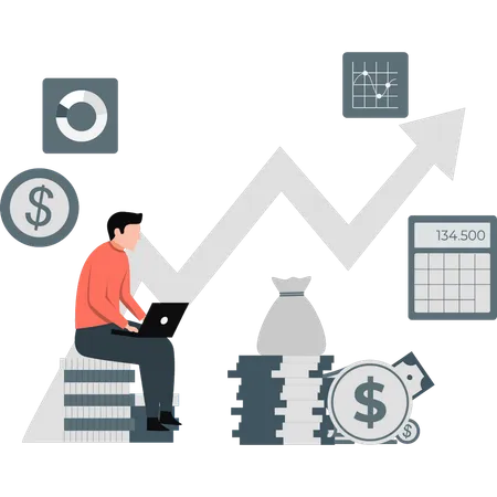 Empresário pensando em expandir negócios no mercado  Ilustração