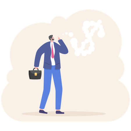 Empresário pensando em dinheiro  Ilustração