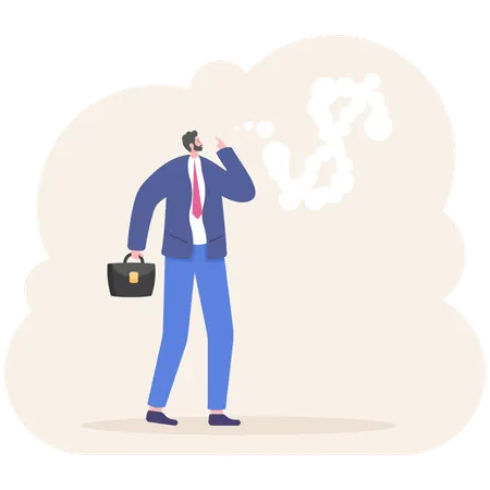 Empresário pensando em dinheiro  Ilustração