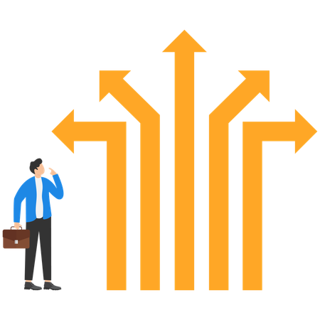 Empresário pensando em qual caminho seguir  Ilustração