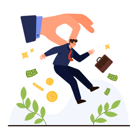 Empresario perdiendo derechos y oportunidades  Ilustración