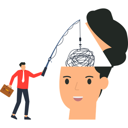 Empresário pescando ideias ual  Ilustração