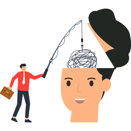 Empresário pescando ideias ual  Ilustração