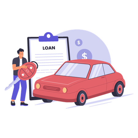 Hombre de negocios solicitando un préstamo para un automóvil  Ilustración