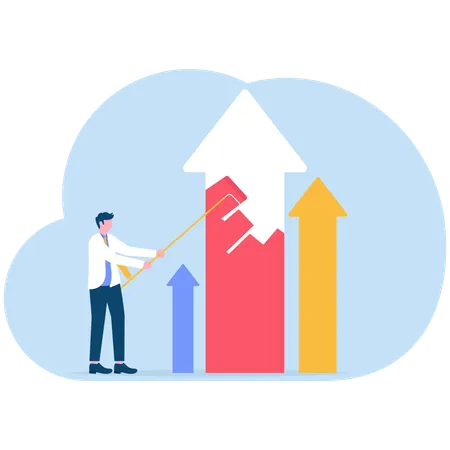 Empresário pintando seta de crescimento para desenvolvimento e melhoria  Illustration