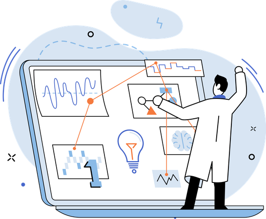 El empresario planifica estrategias de marketing  Ilustración