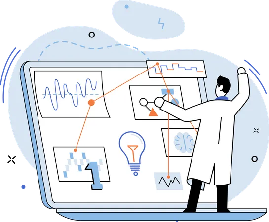 El empresario planifica estrategias de marketing  Ilustración