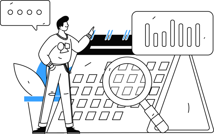 Empresário planeja cronogramas de negócios  Ilustração