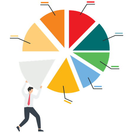 El empresario pone el segmento que falta en el diagrama circular  Ilustración