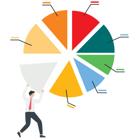 El empresario pone el segmento que falta en el diagrama circular  Ilustración