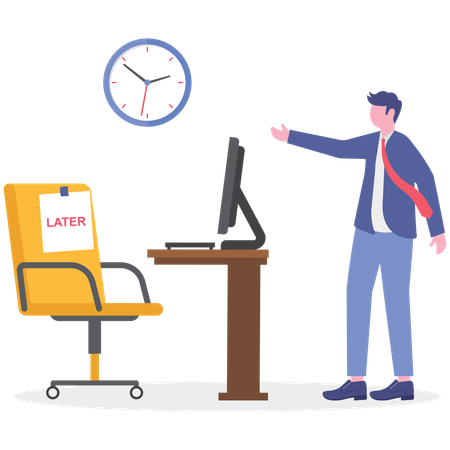 Empresario posponiendo trabajo empresarial  Ilustración