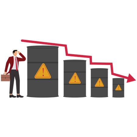 Empresario analizando la caída del mercado energético  Ilustración