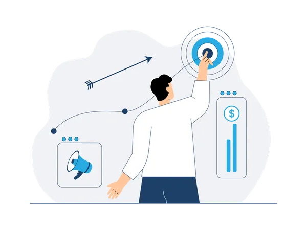 Empresário, prevendo meta de negócios  Illustration