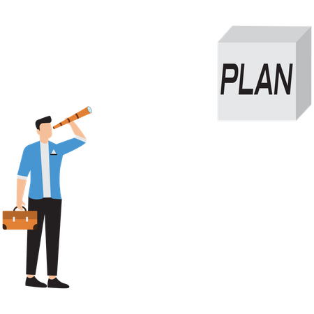 Empresário em busca de plano de negócios  Ilustração