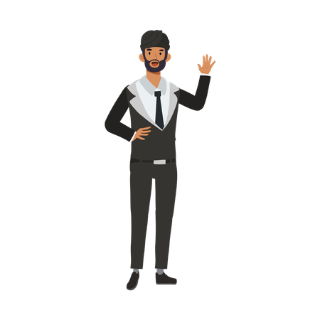 Empresário profissional acenando com a mão  Ilustração
