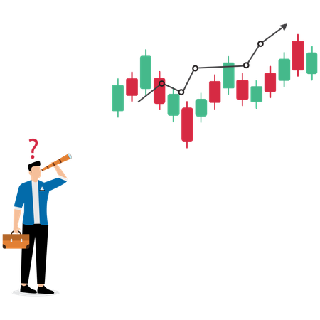 Empresario pronosticando retornos de inversión en el mercado de valores  Ilustración