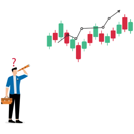 Empresario pronosticando retornos de inversión en el mercado de valores  Ilustración