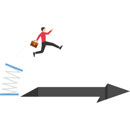 Empresário pulando do trampolim  Ilustração