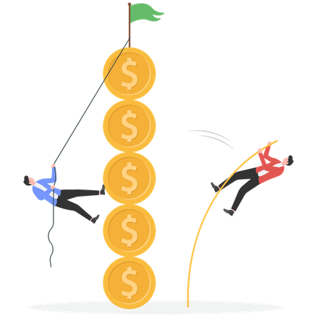 Empresário sacando dólares para obter sucesso financeiro  Ilustração