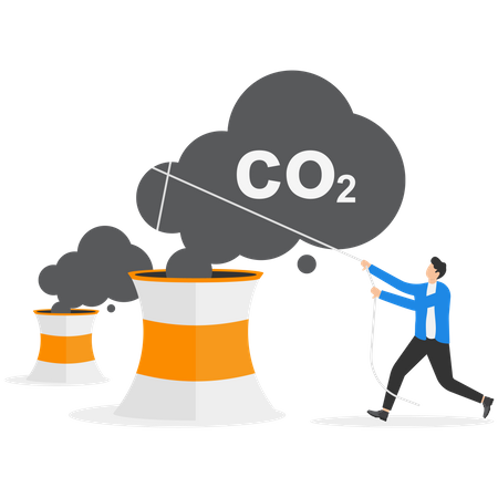 Empresário puxando o nível de CO2  Ilustração
