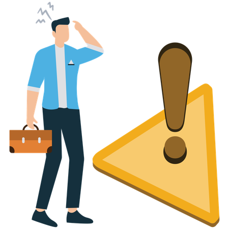 Empresario que muestra señales de advertencia de riesgos empresariales  Ilustración