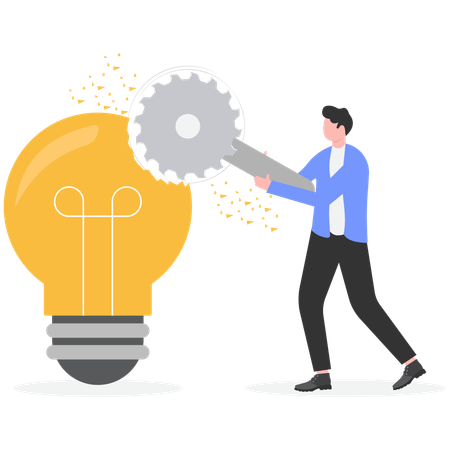 Empresario rompiendo una idea de negocio  Ilustración