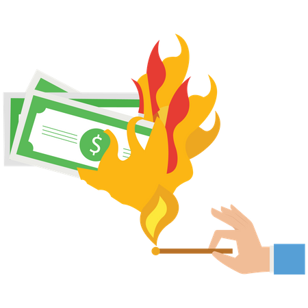 El empresario quemó los billetes con una cerilla  Ilustración